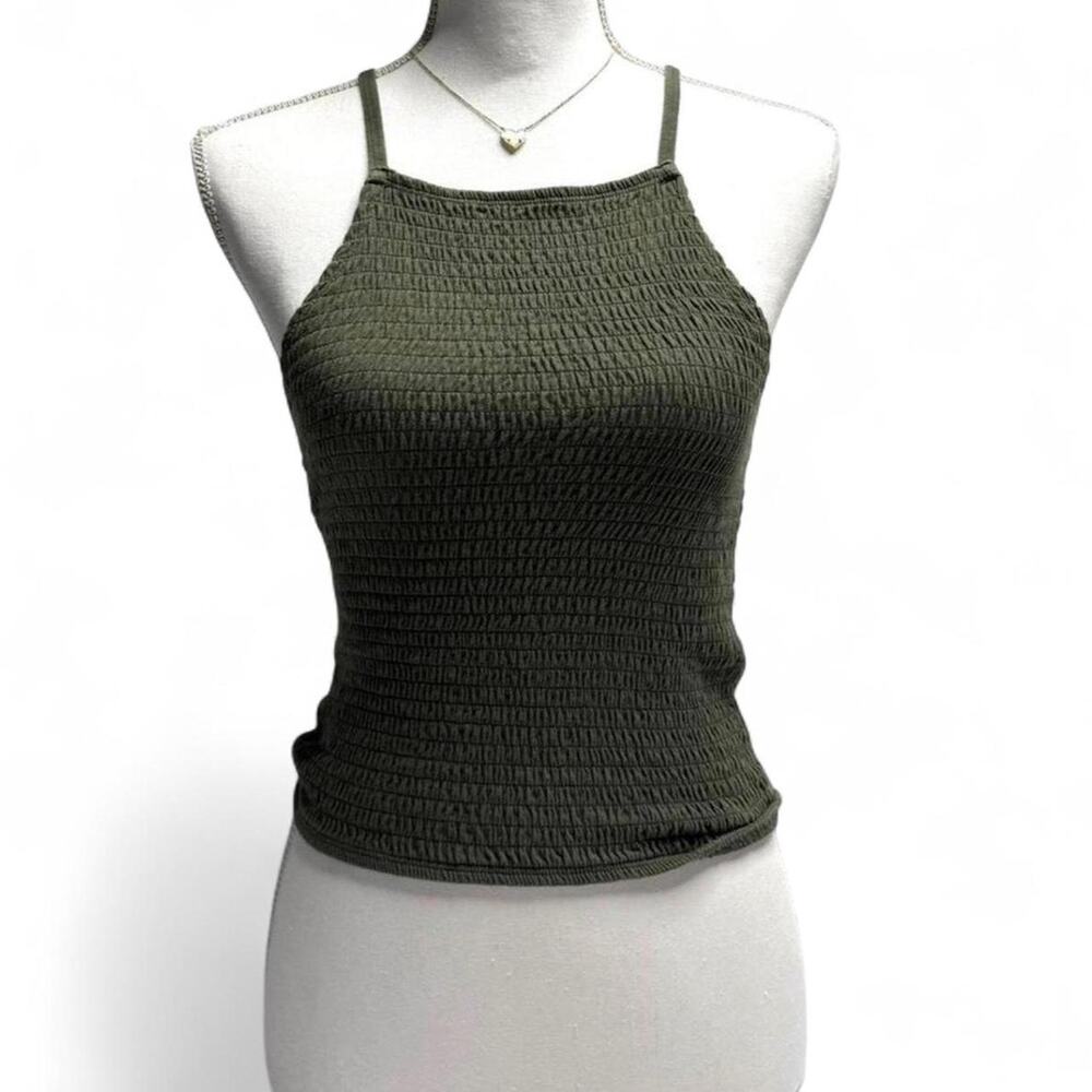 Hollister olive dark army green tank top casual basics size XS